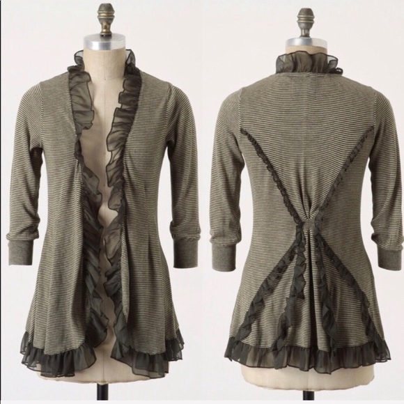 Anthropologie Sweaters - Anthropologie Guinevere Ruffled Cardigan Small